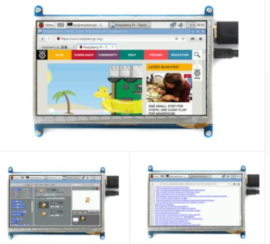 7 inch 800*480 LCD display monitor suitable for Raspberry Pi 3 + HDMI Cable+ USB Cable