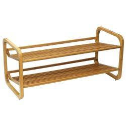 Oceanstar Two-Tier Slatted-Shelf Bamboo Shoe Rack