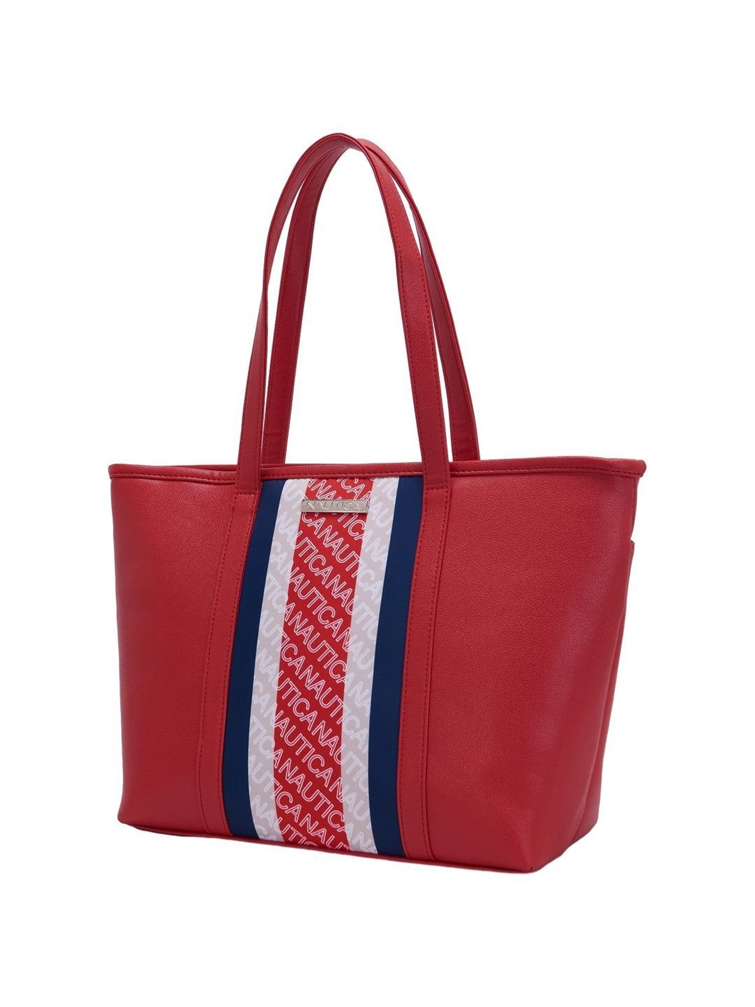 Nautica Red Printed Medium Tote Handbag