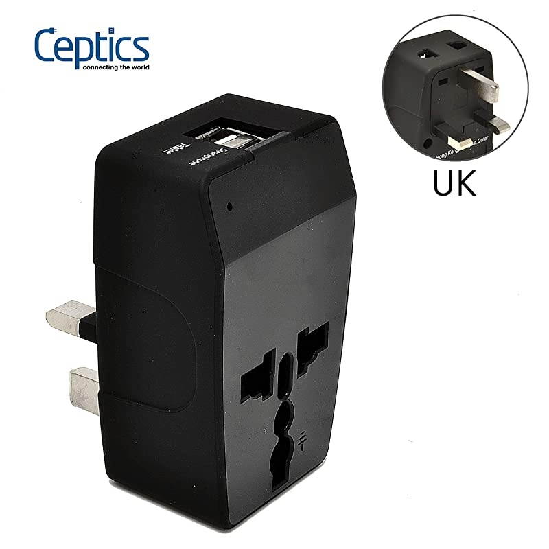 UK Travel Adapter Plug with USB by , Dual USB with 2 Inputs - Perfect for Traveling to England, Hong Kong, UAE, Dubai (Type G)