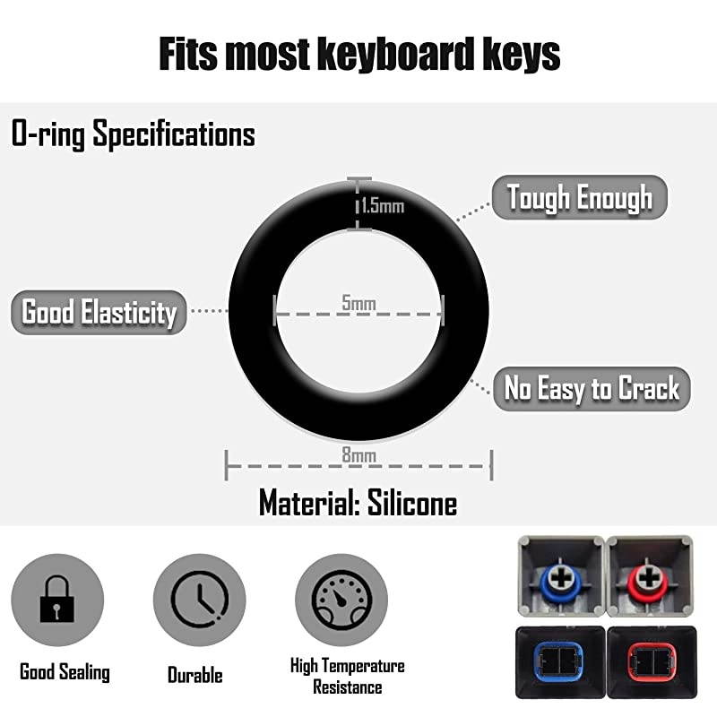 150Pcs Mechanical Keyboard Silicone ORing UltraQuiet Switch Dampener for Cherry MX Key Switch Keyboards Dampers
