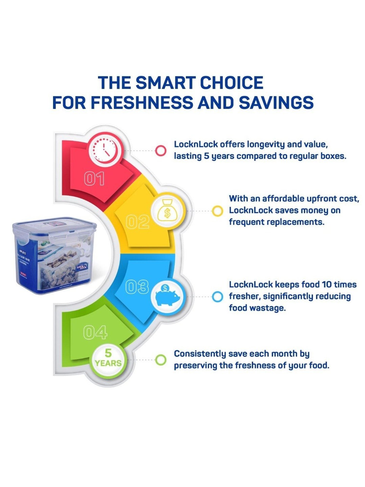 Lock & Lock Transparent Plastic Airtight Food Storage Containers with Lid - Set of 3