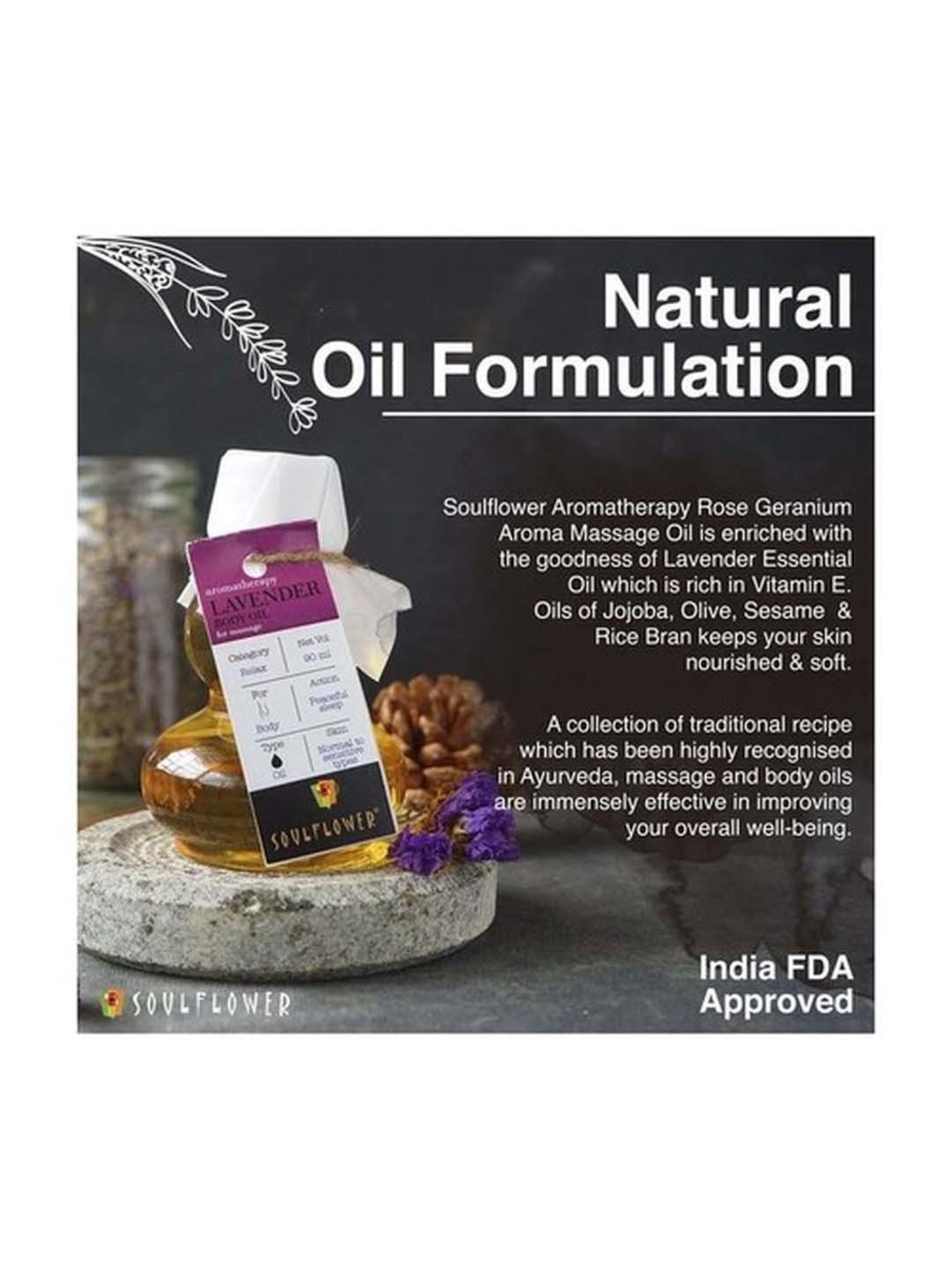 Soulflower Lavender Aroma Massage Oil - 90 ml