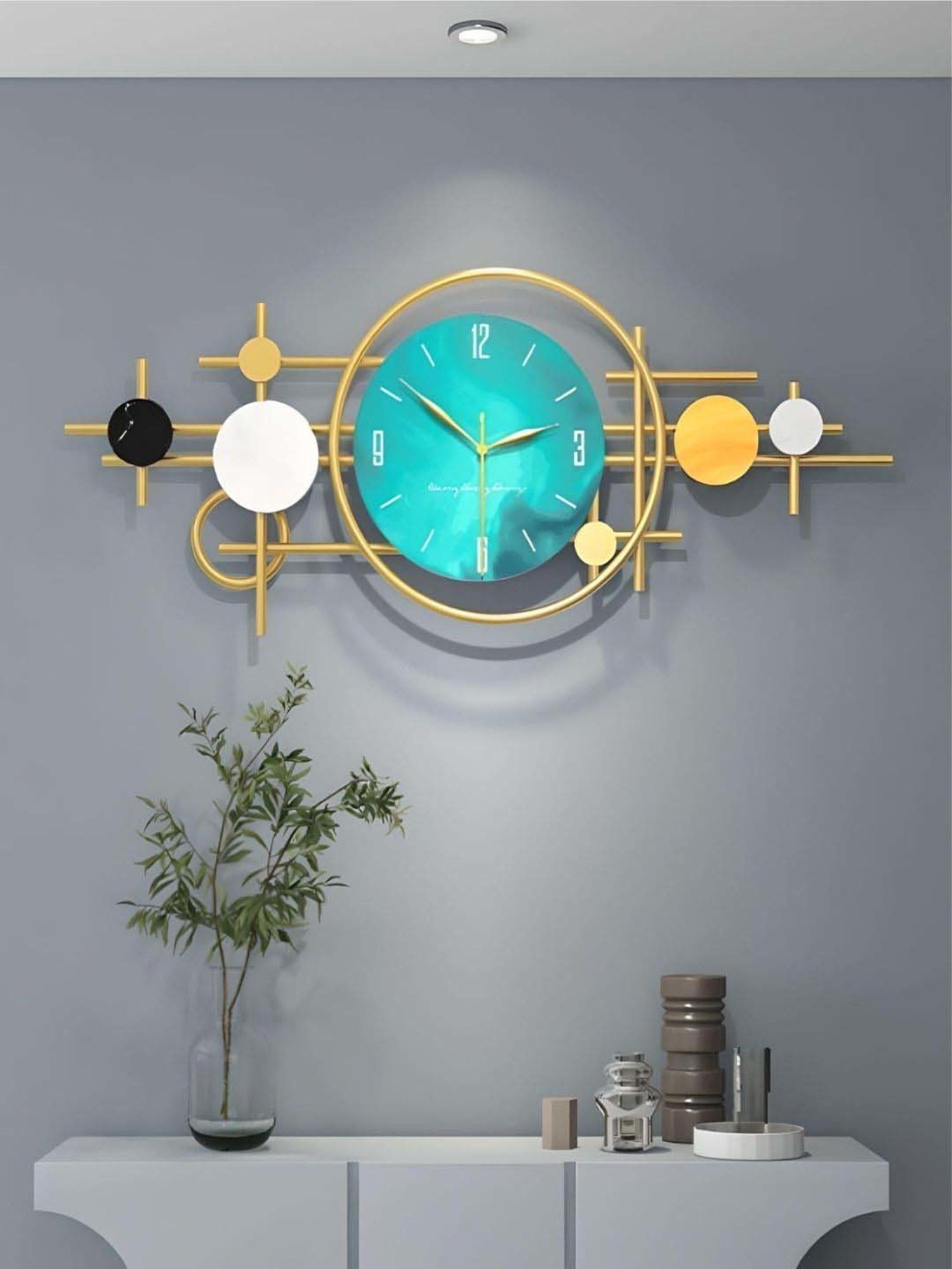 The Art House Blue & Gold Metal Clock