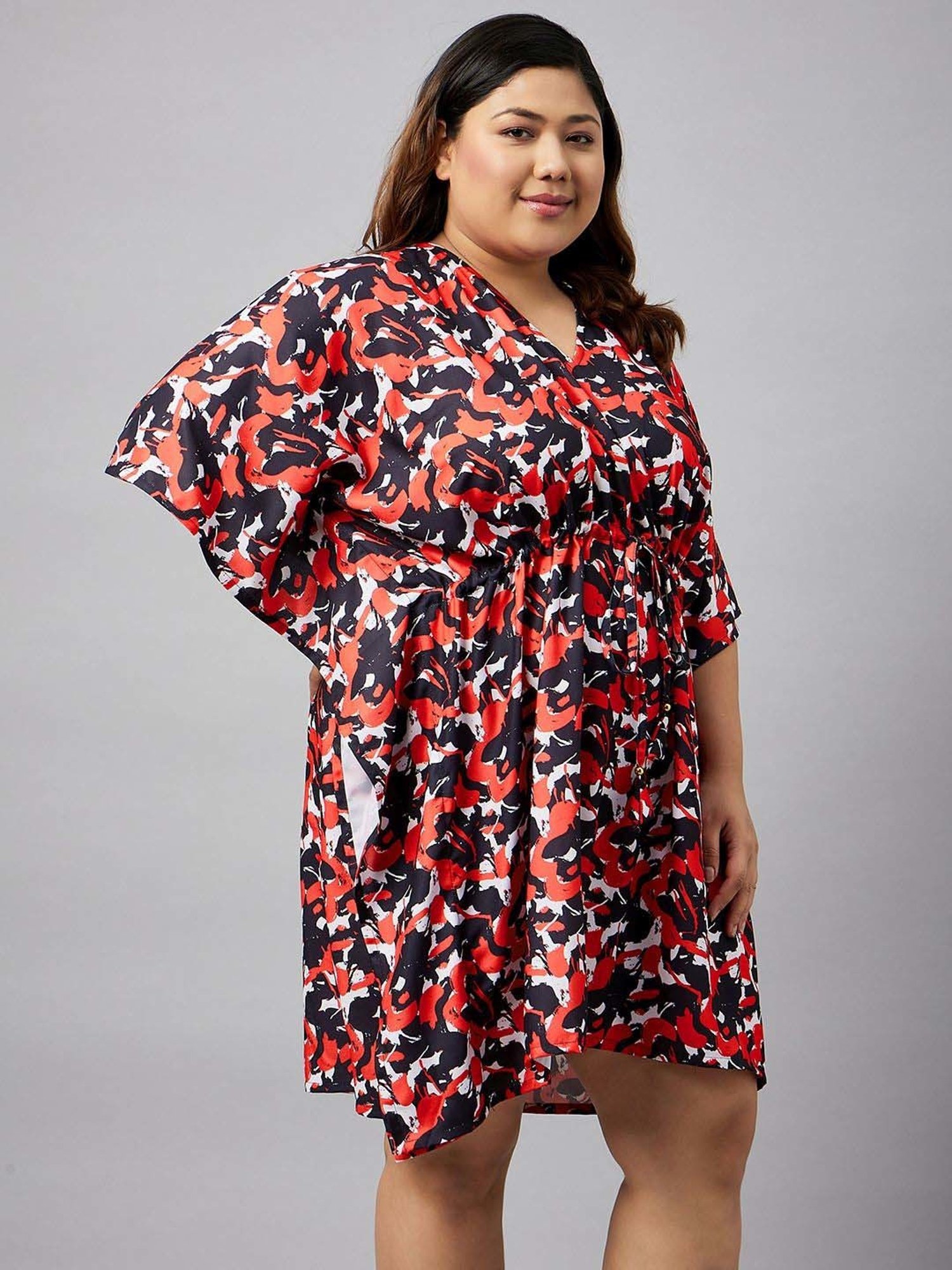 Secrets By ZeroKaata Red Printed Kaftan