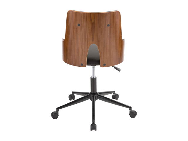 Stella Mid-Century Modern Office Chair in Walnut Wood and Black Faux Leather by LumiSource