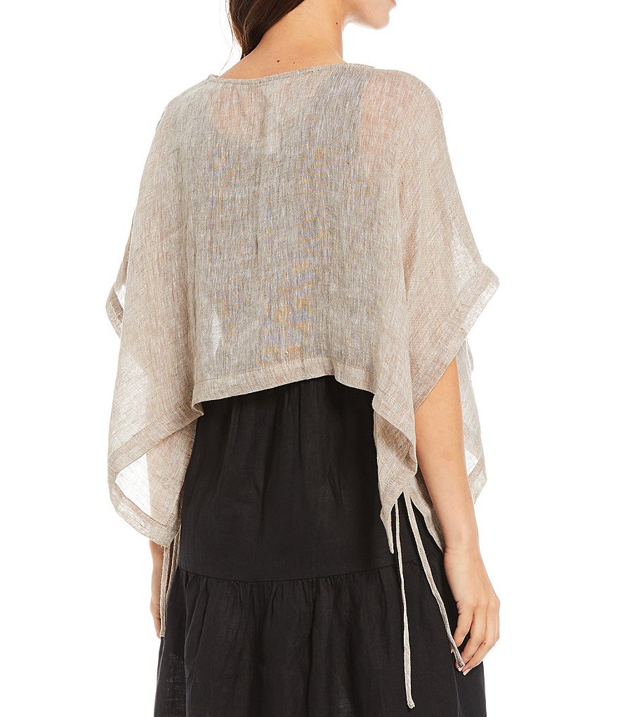 Eileen Fisher Organic Linen Jewel Neck Cropped Poncho