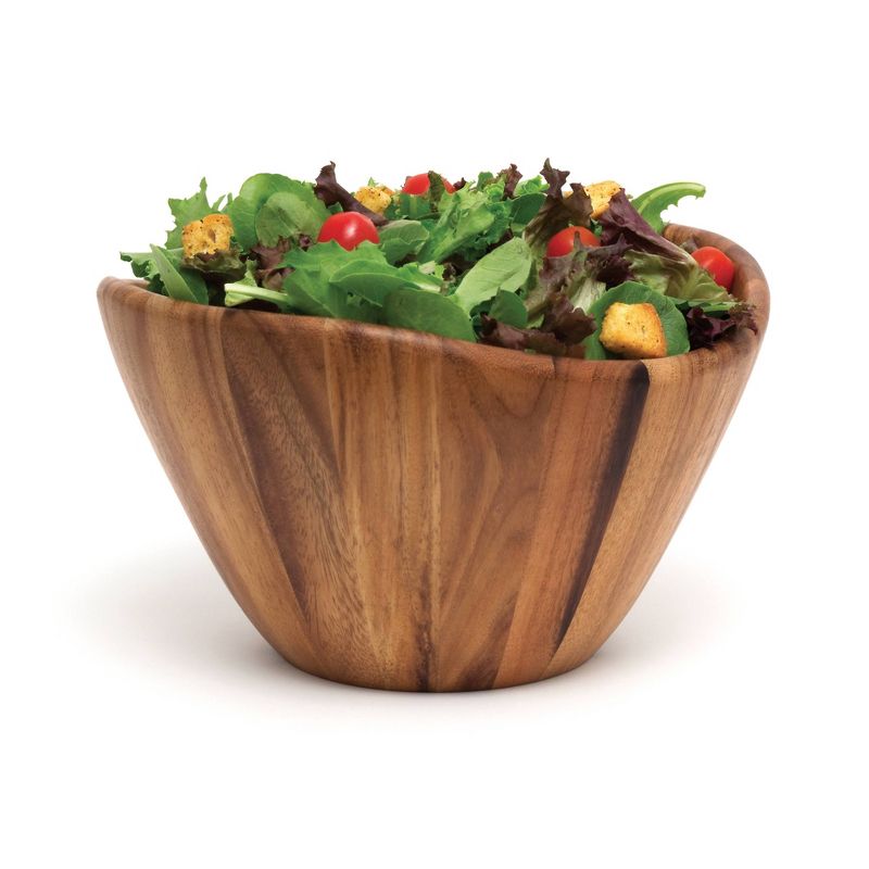 Lipper International Large Acacia Wave Bowl with Salad Servers