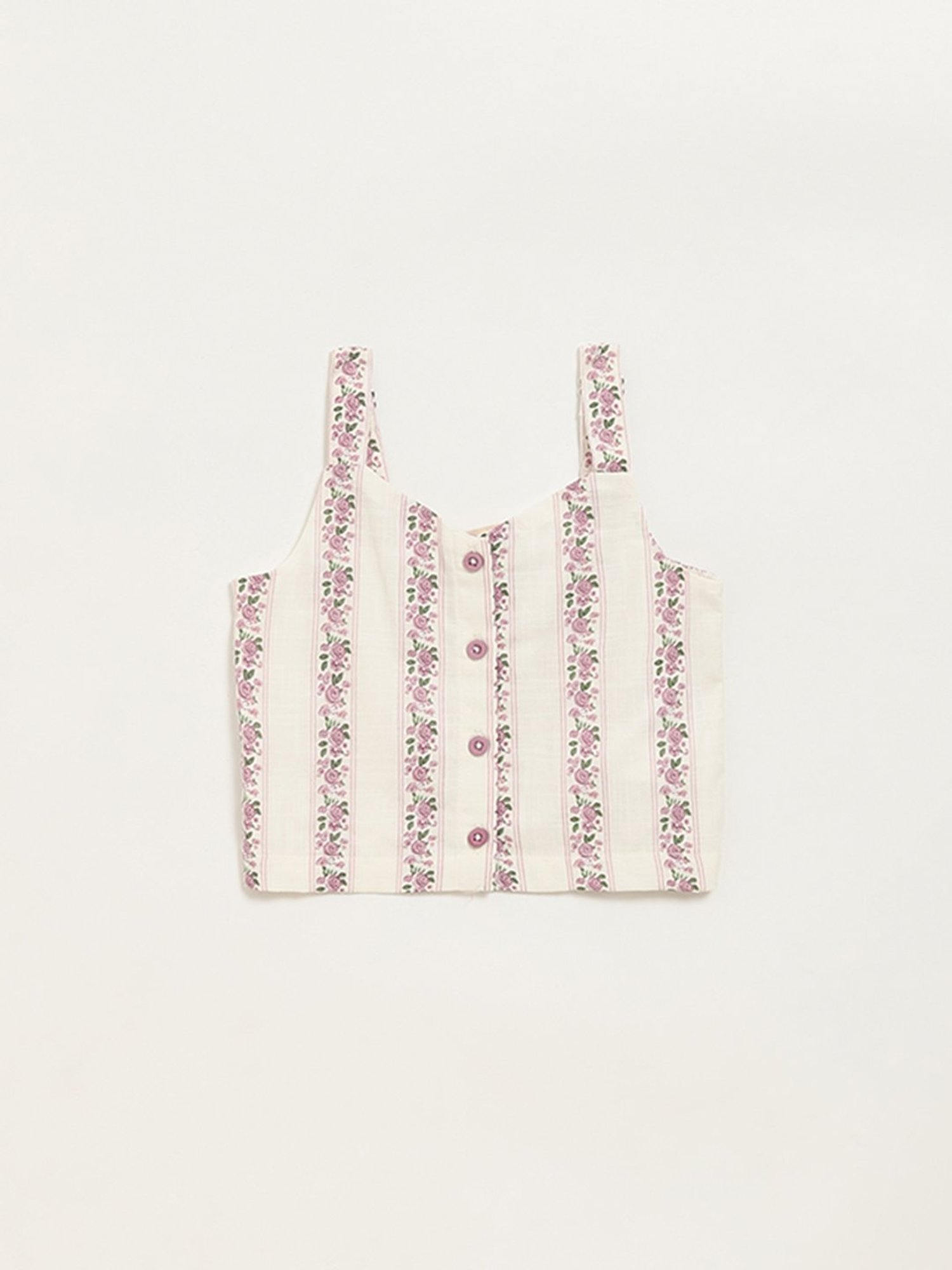 Utsa Kids by Westside Off-White Ditsy Floral Cotton Top