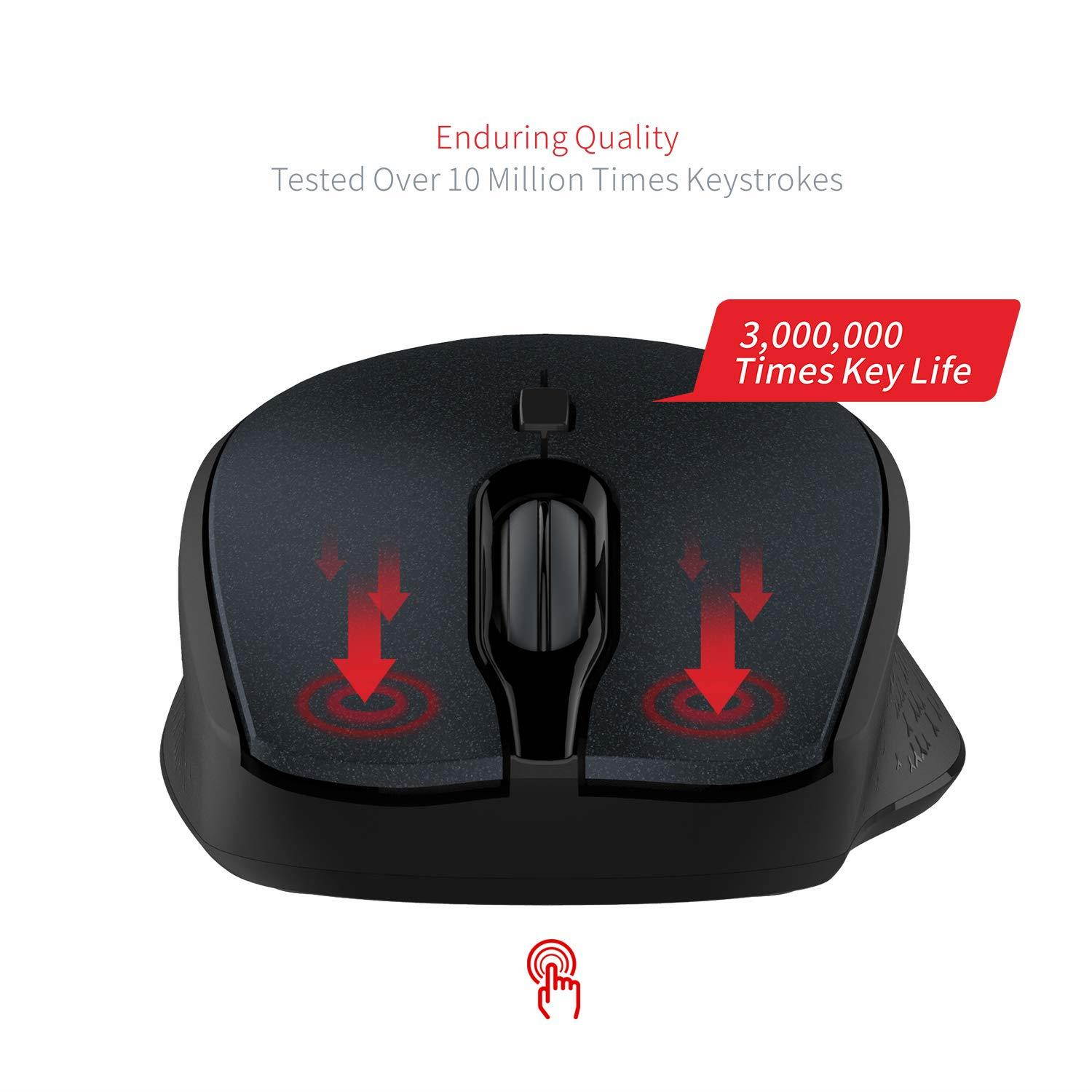 Havit 2.4G Wireless Mouse 2000DPI Optical Mini Portable Mobile with USB Receiver, 3 Adjustable DPI Levels, 4 Buttons for Notebook, PC, Laptop, Computer, MacBook (Black)