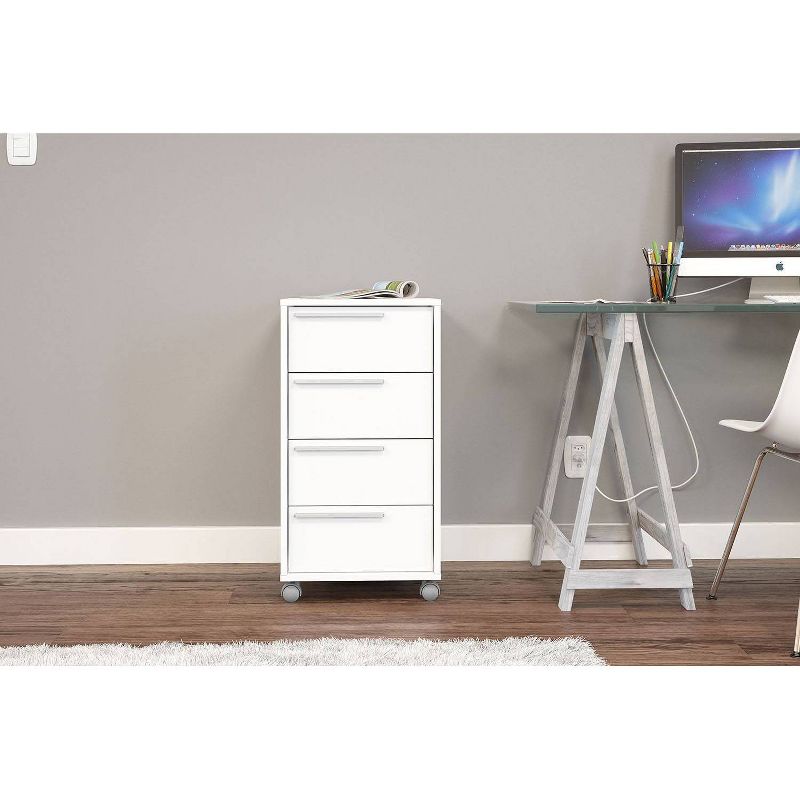 Oxford 4 Drawer File Cabinet White - Chique
