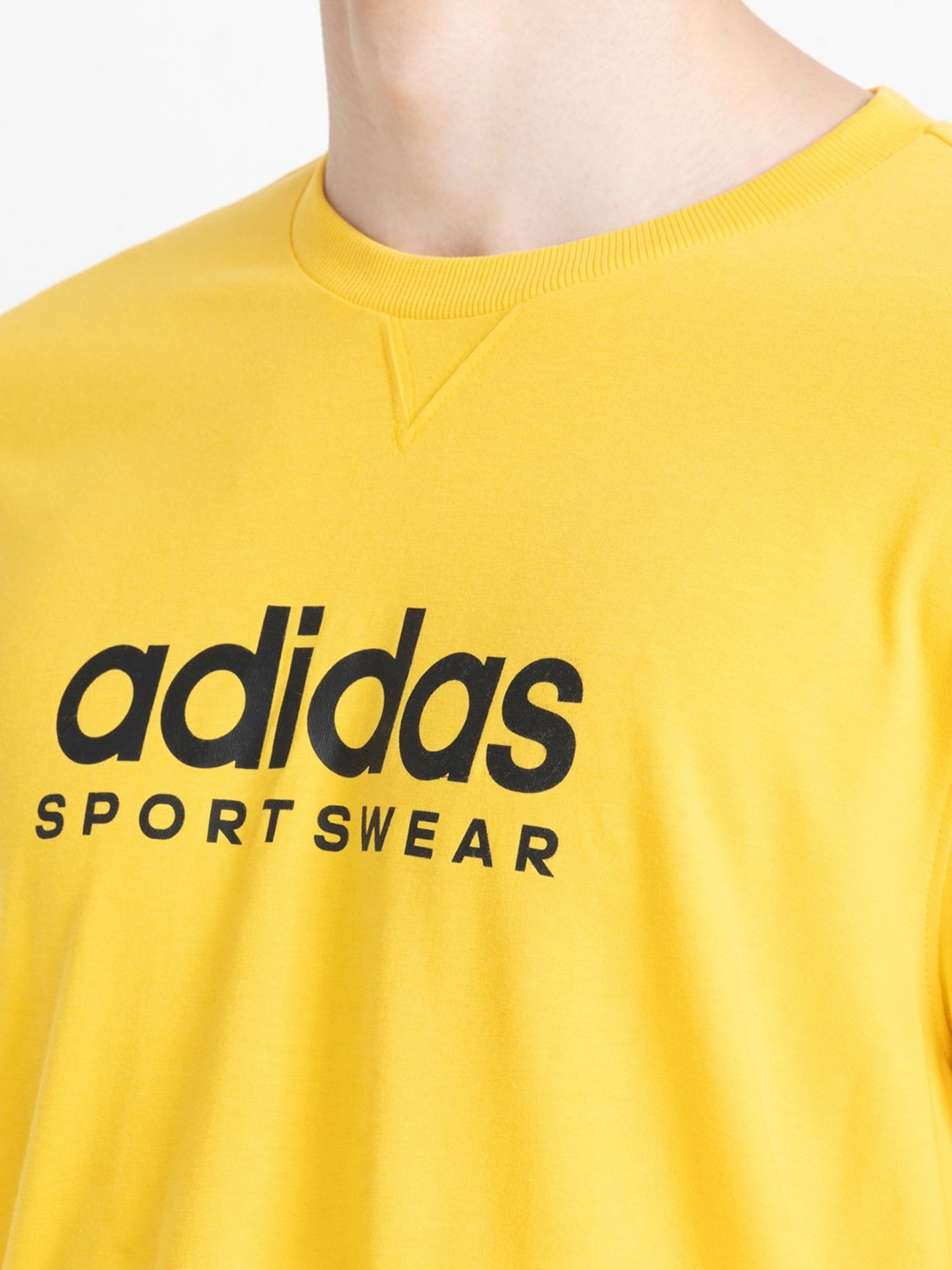 adidas ALL SZN Yellow Loose Fit Logo Print Cotton Crew T-Shirt