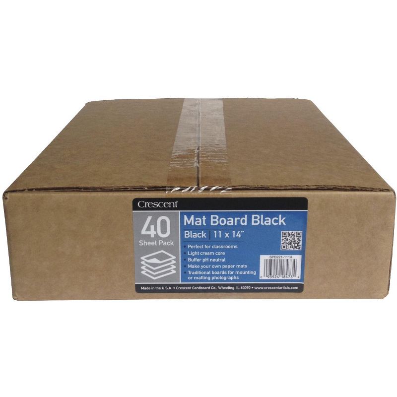 Crescent Acid-Free Mat Board, 11 x 14 Inches, Black, pk of 40