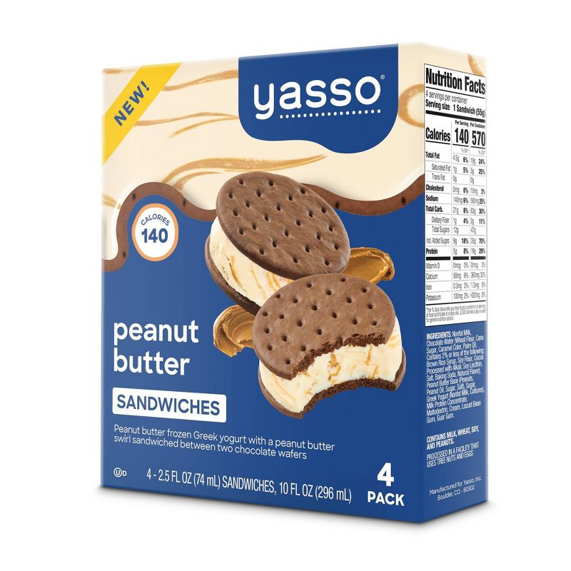 Yasso Peanut Butter Frozen Greek Yogurt Sandwich - 10oz/4ct