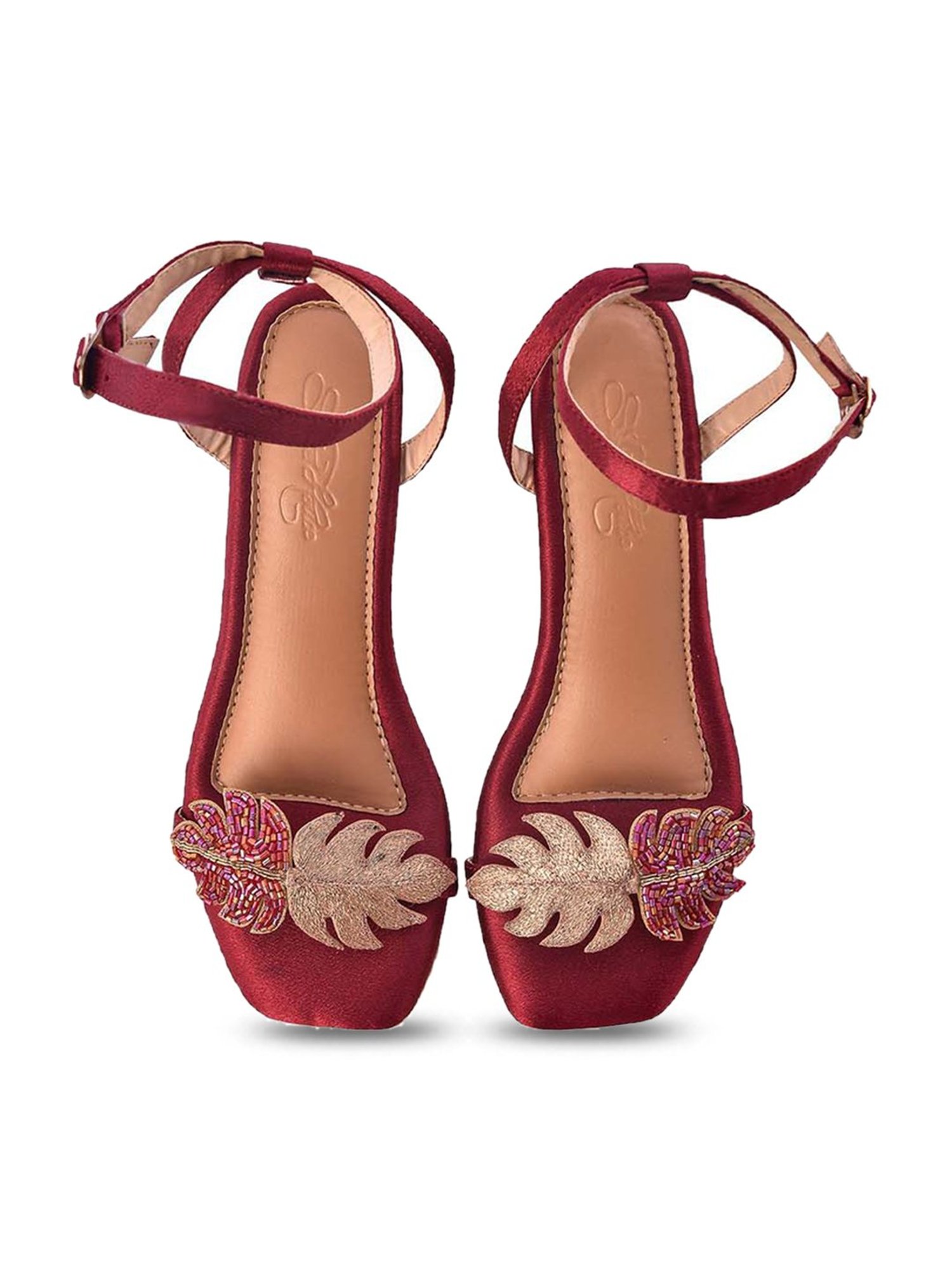 Sole House Women's Maroon Ankle Strap Sandals
