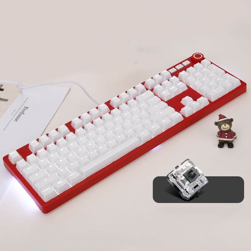 A-jazz AK515 Chinese Style Design,  104Keys N-Key Rollover White Backlit USB Wired Mechanical  Gaming Keyboard-,PBT Keycaps, Type-C