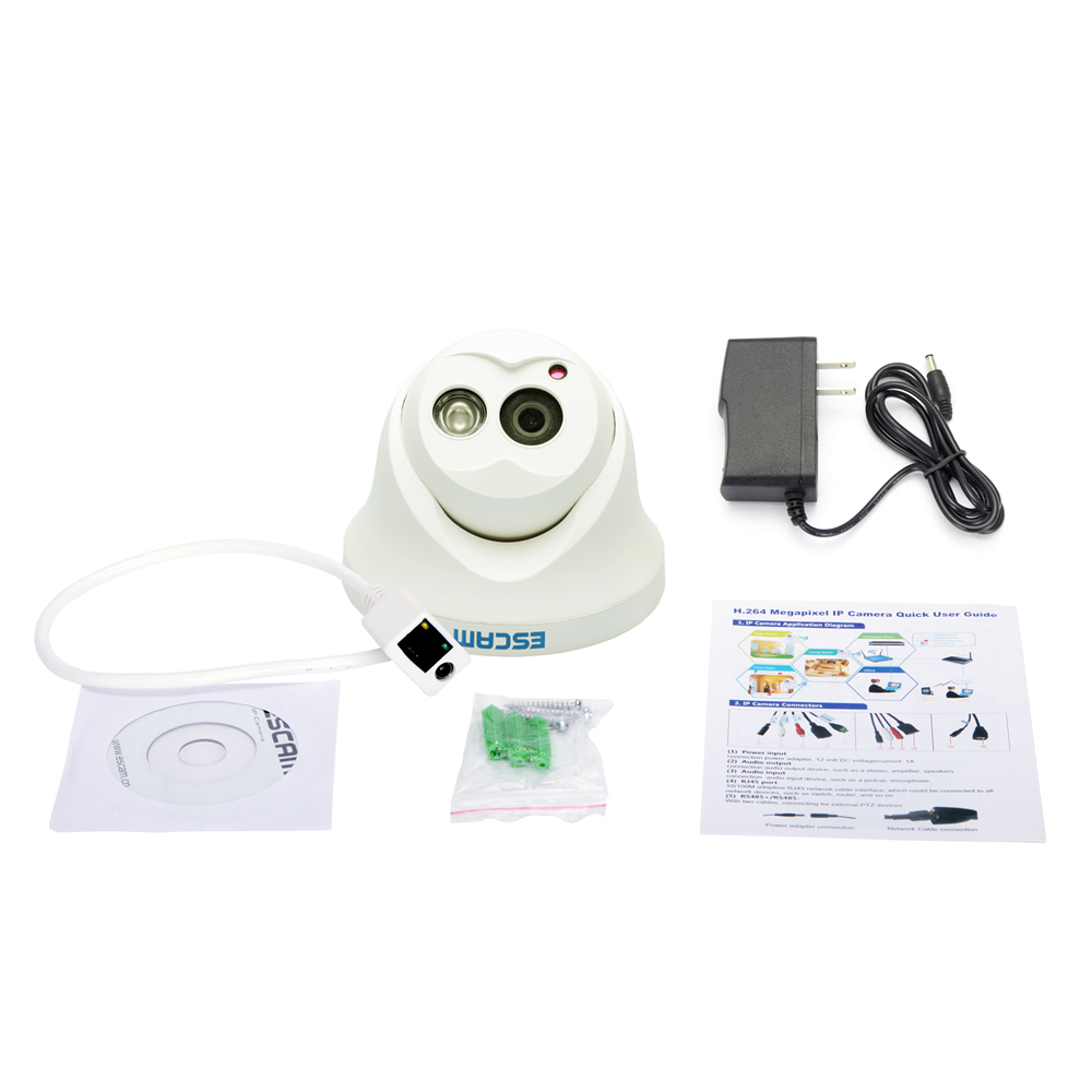 Escam QD100 720P IP Camera Network IR-Cut P2P IR Night Vision Motion Detection Support Onvif Camera