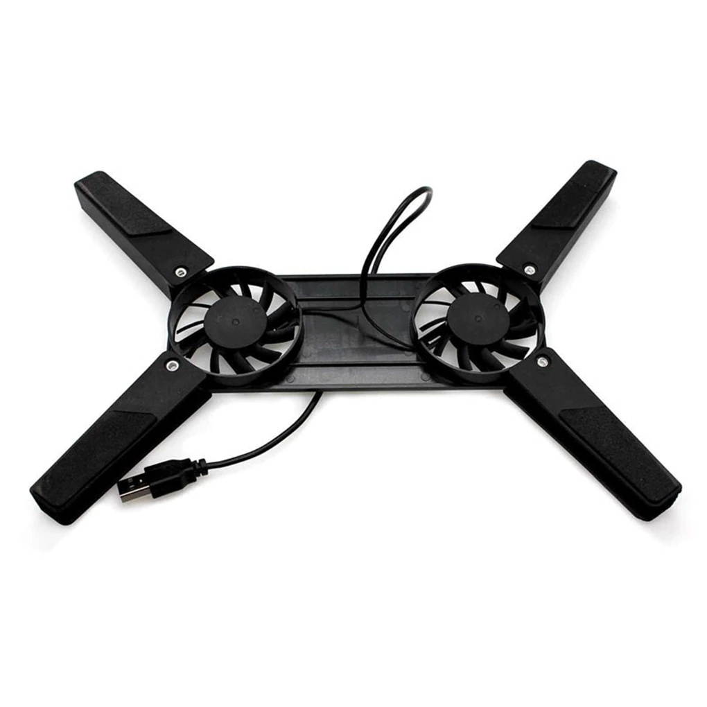 New Arrival Laptop Desk Support Dual Cooling Fan Notebook Computer Stand Foldable USB Rack Holder Black
