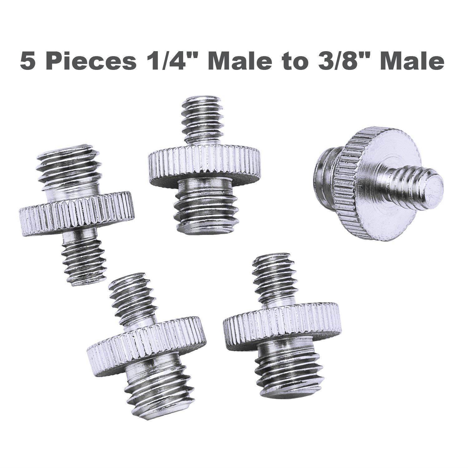 Sunmns 1/4 Inch and 3/8 Inch Converter Threaded Screws Adapter Mount Set for Camera/Tripod/ Monopod/Ballhead/ Light Stand/Shoulder Rig, 21 Pieces