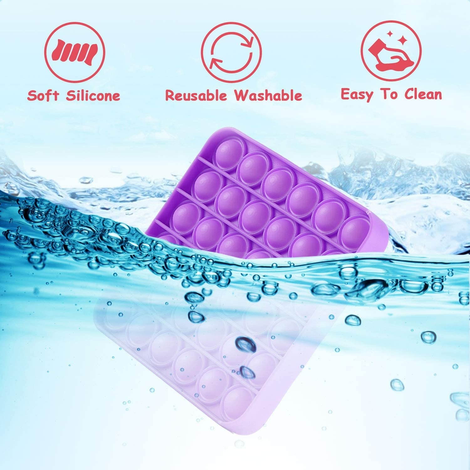 DALOJOE Push Pop Pop Bubble Fidget Sensory Toy, Pop Fidget Toys, 4 Pack Silicone Squeeze Sensory Toys, Stress Relief Toy, Autism Special Needs Anxiety Relief, Educational Toy, for Kids, Adults, Gifts