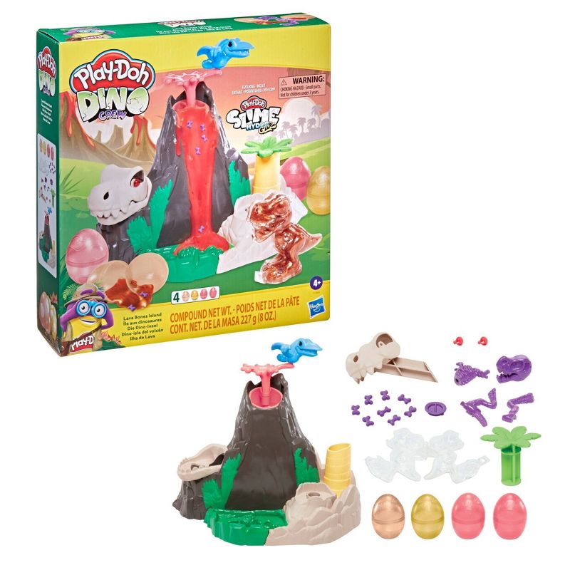 Play-Doh Slime Dino Crew Lava Bones Island Playset with HydroGlitz Compound