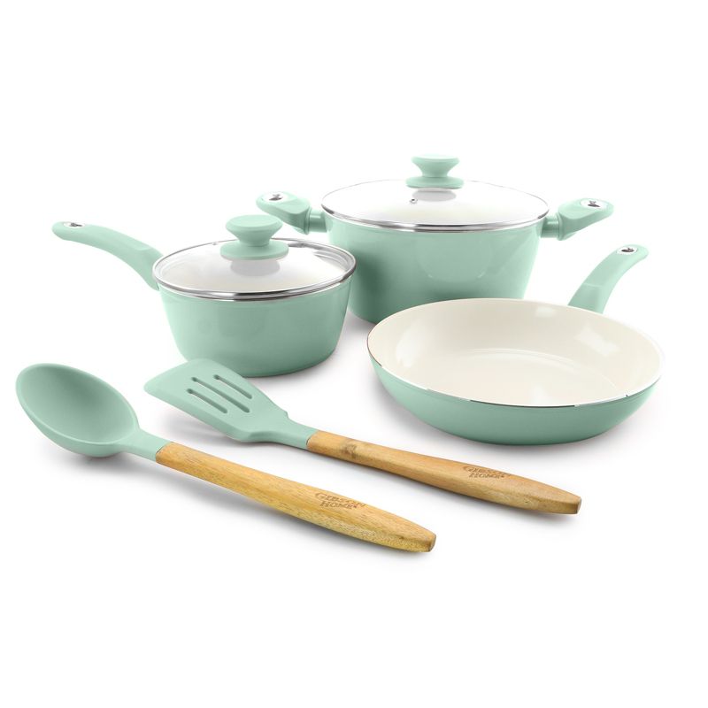 Gibson Home 7 Piece Plaza Cafe Cookware Set, Sky Blue
