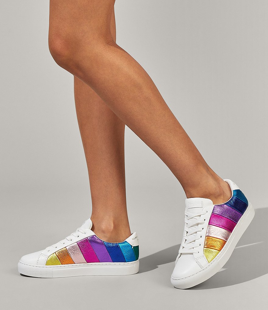 Kurt Geiger London Lane Metallic Rainbow Stripe Lace-Up Sneakers