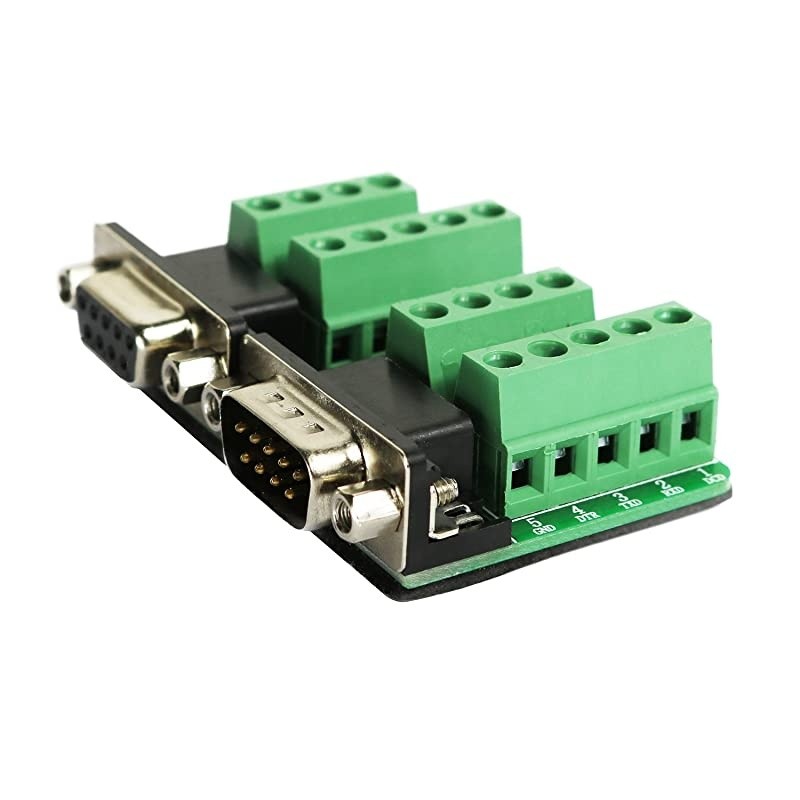 Breakout Connector RS232 Serial 9 Pin Connector Terminal Male x 1 Female x 1