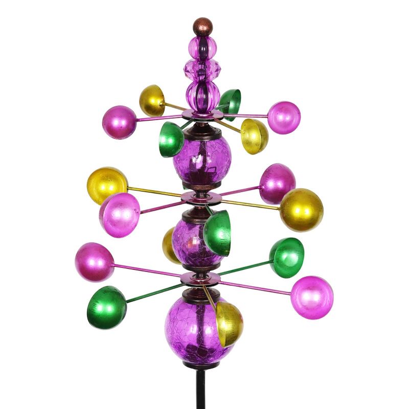 48" Metal Triple Wind Spinner Stake Purple - Exhart
