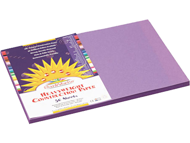 SunWorks 7207 Construction Paper- 58 lbs.- 12 x 18- Violet- 50 Sheets/Pack