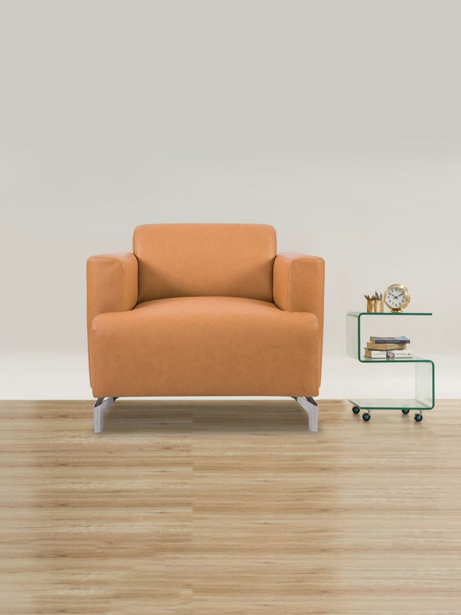 Durian Windsor Modern Camel Brown Premium Leatherette 1 Seater Sofa