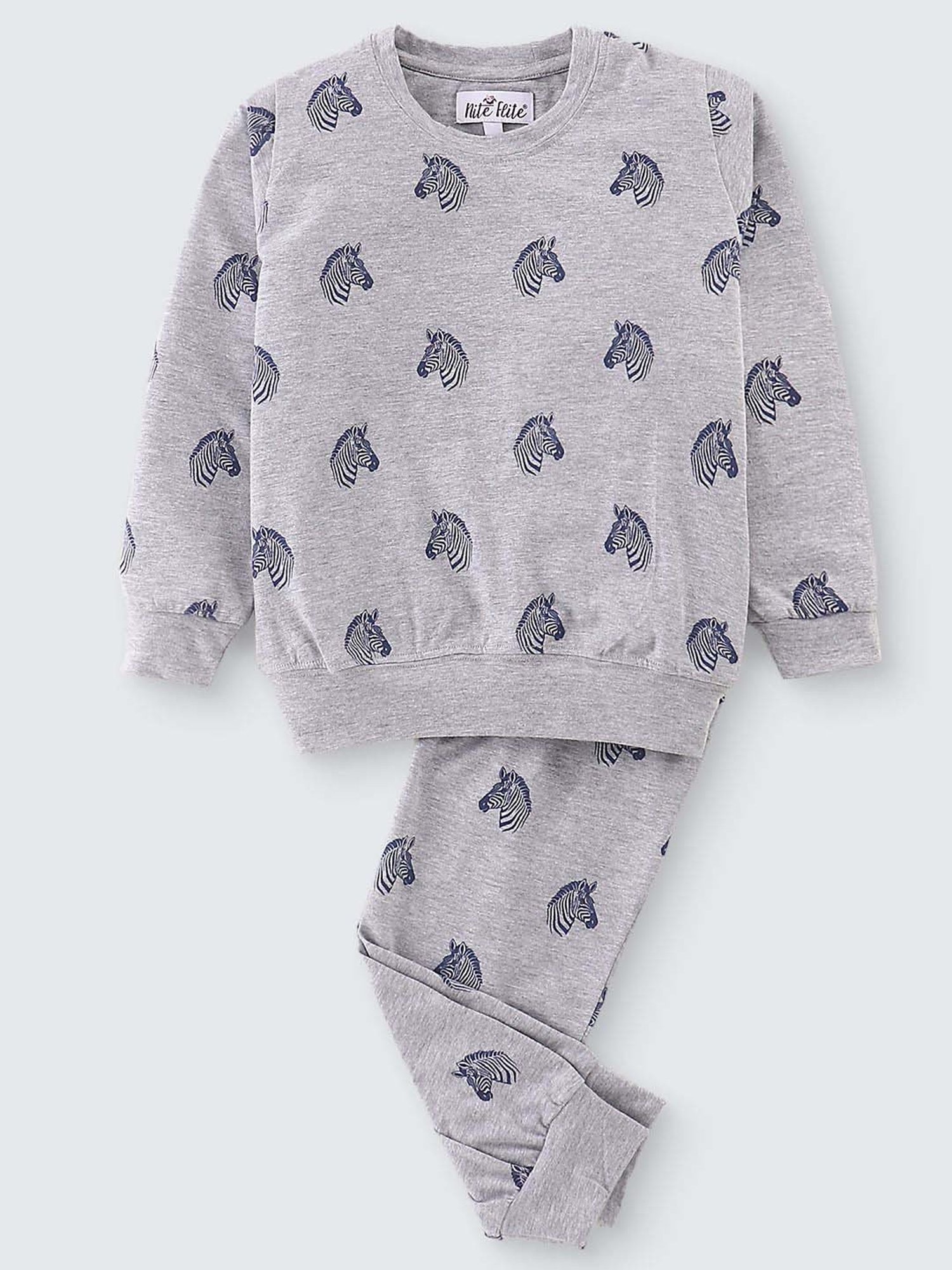 Nite Flite Boys Grey Cotton Printed Full Sleeves Shirt Set