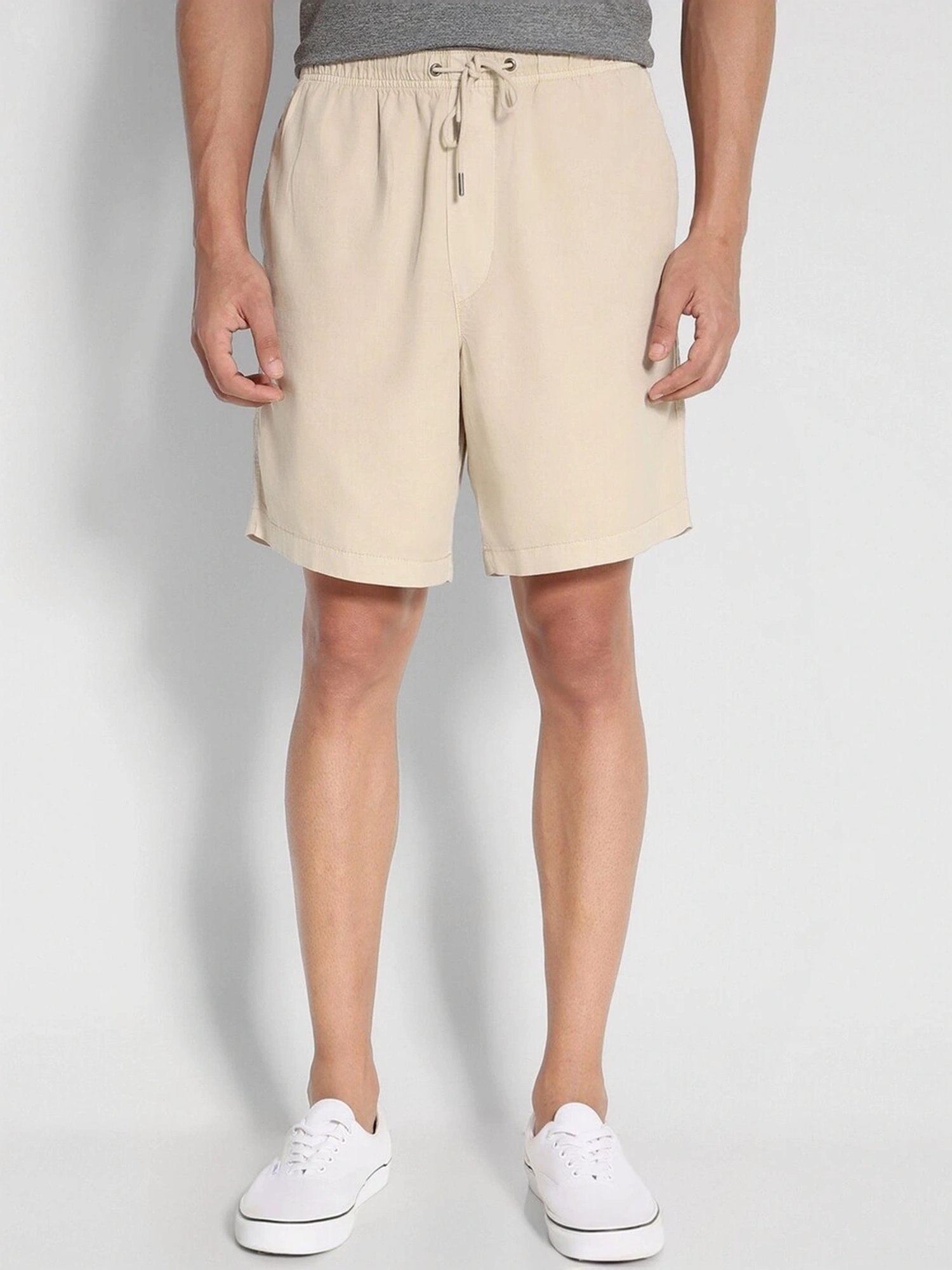 American Eagle Beige Cotton Regular Fit Shorts
