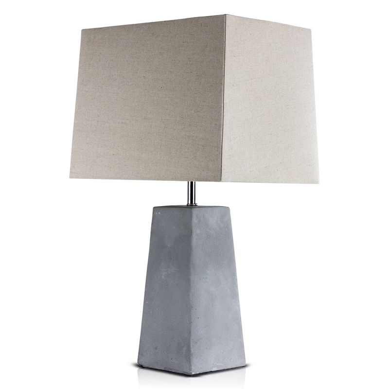 23" Concrete Industrial Table Lamp with Canvas Shade (Includes CFL Light Bulb) Gray - American Art Decor