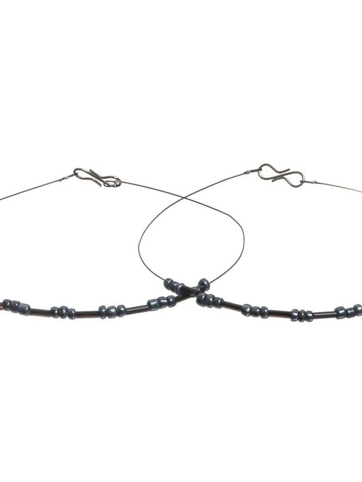 Jazz And Sizzle Black Handcrafted Anklets & 1 Black Stone Ring for Women - Set of 3