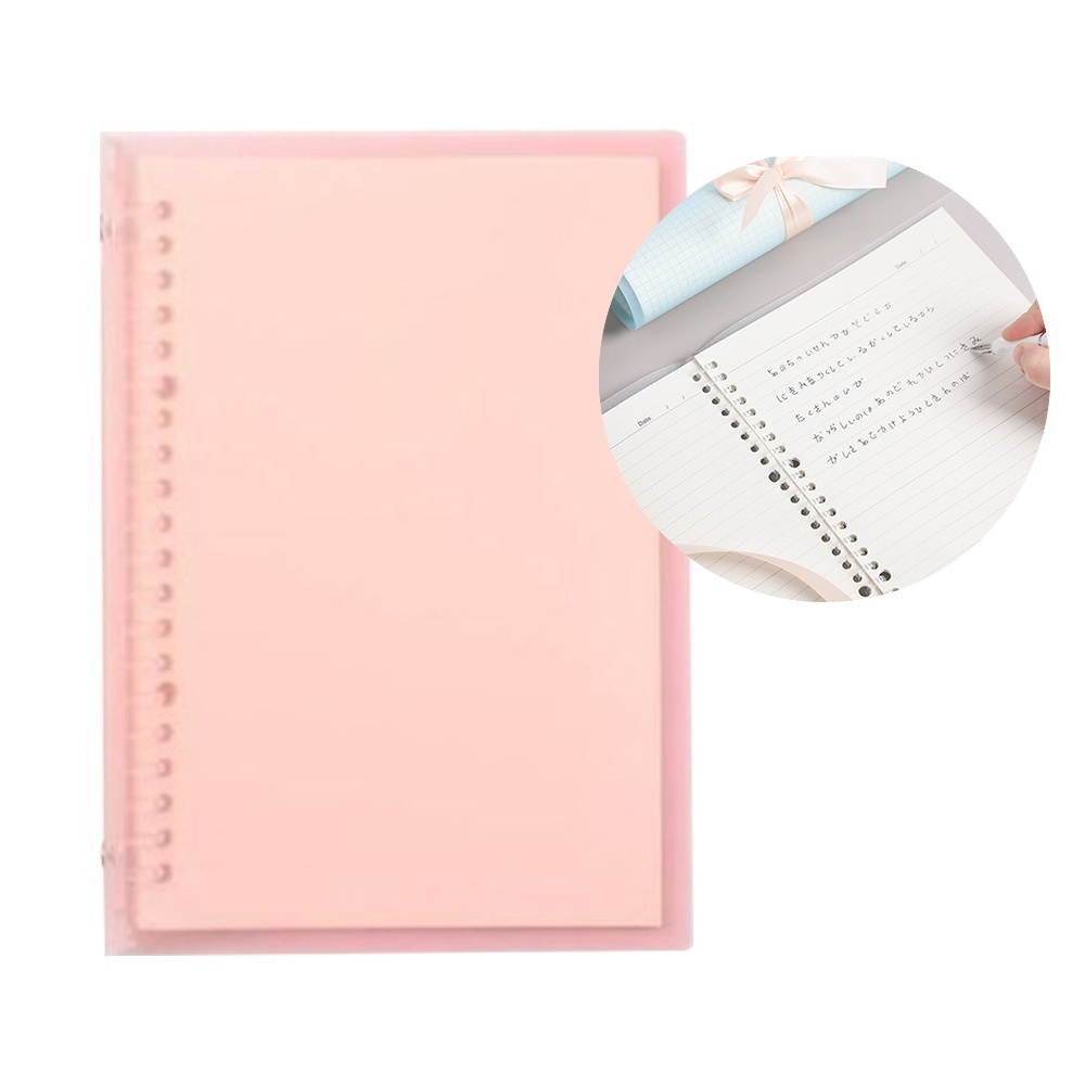 Transparent A5 Refillable Notebook 20 Rings/Holes Loose Leaf Binder Flexible Waterproof PP Cover 30 Sheets Ruled Lined Paper Refillable Binder for Office Home School Students Supplies
