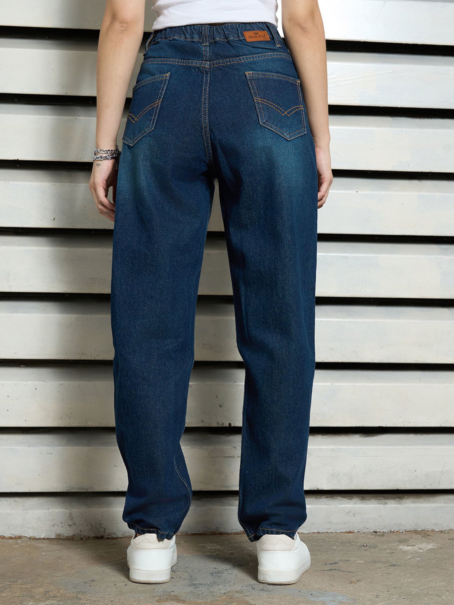 High Star Blue Relaxed Fit High Rise Jeans