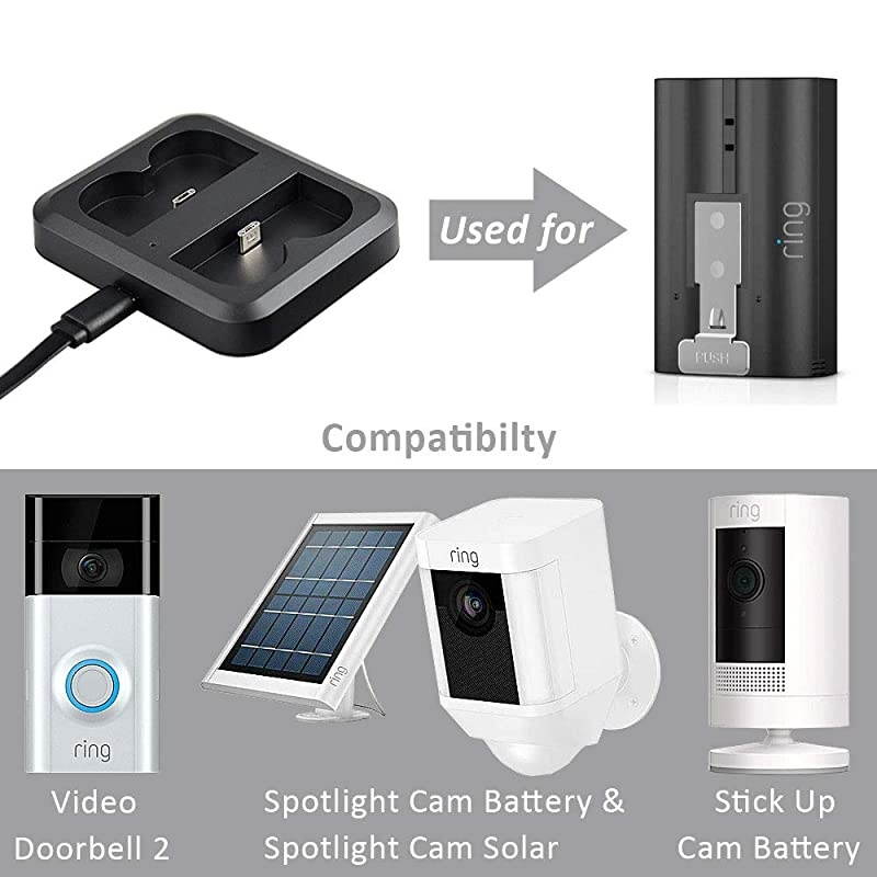 Batteries Charger for Rechargeable BatteryDual Battery Charger Station for Spotlight Cam BatteryVideo Doorbell 2 Stick Up Cam Battery Batteries NOT Included