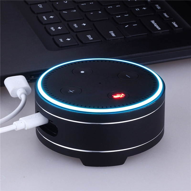 Universal Metal Round Reserved Charging Port Protective Cover Case for Echo Dot bluetooth Speaker Black