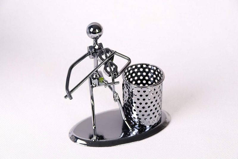 Creative Office Desktop Accessories Metal Pen Pencil Holder Craft Art Model Room Decoration (violin)