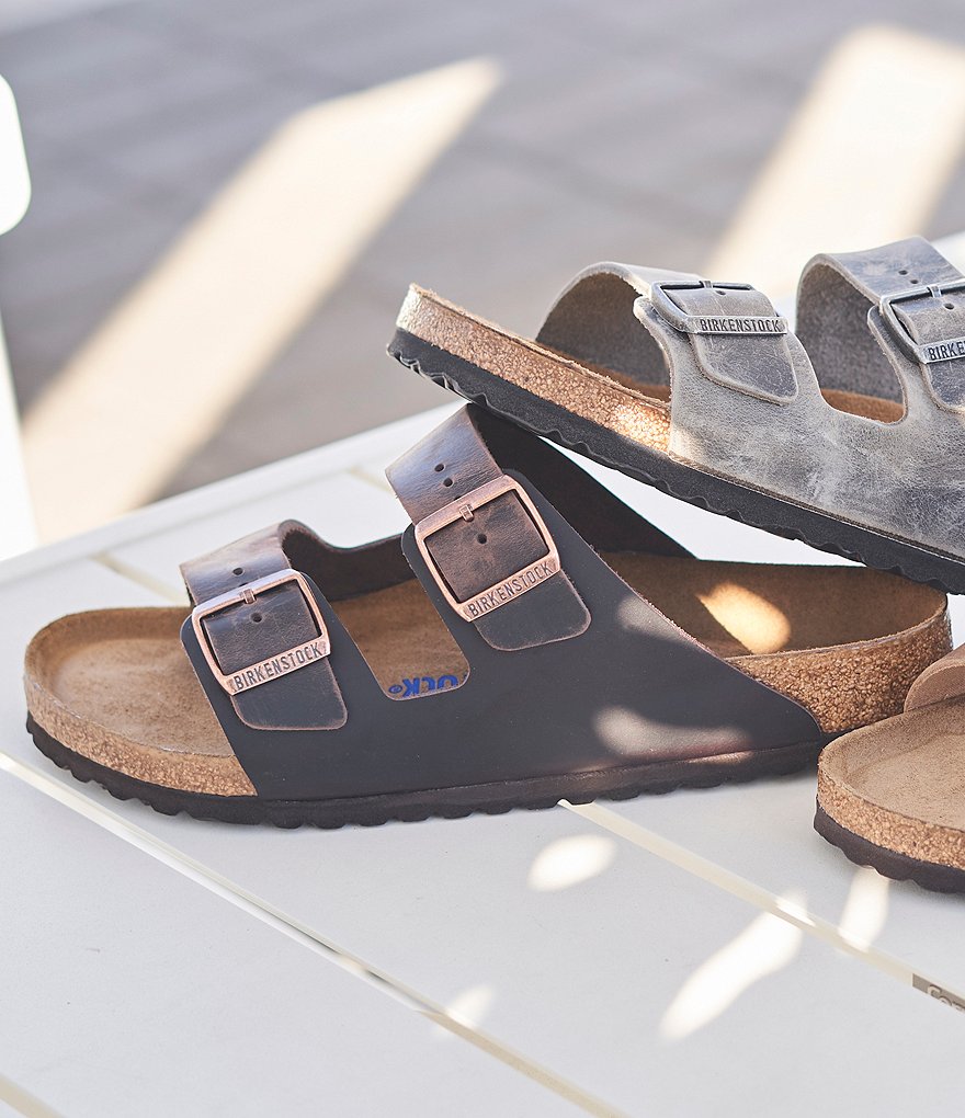 Birkenstock Arizona Men's Oiled Leather Soft Footbed Slip On Sandals