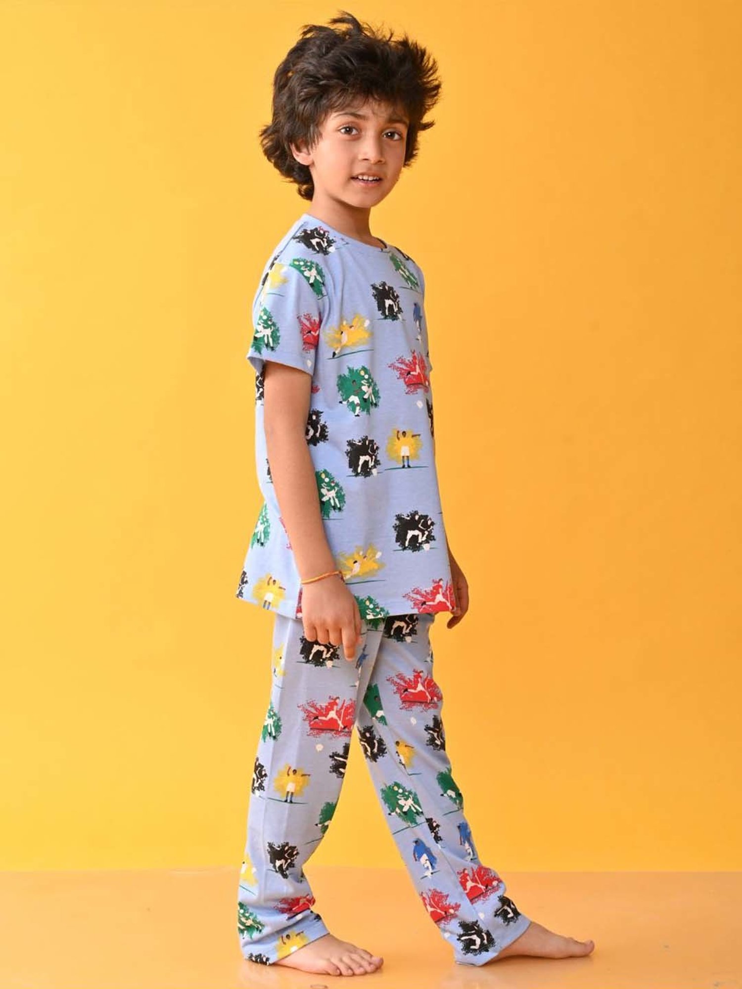 Anthrilo Kids Sky Cotton Printed T-Shirt & Trouser