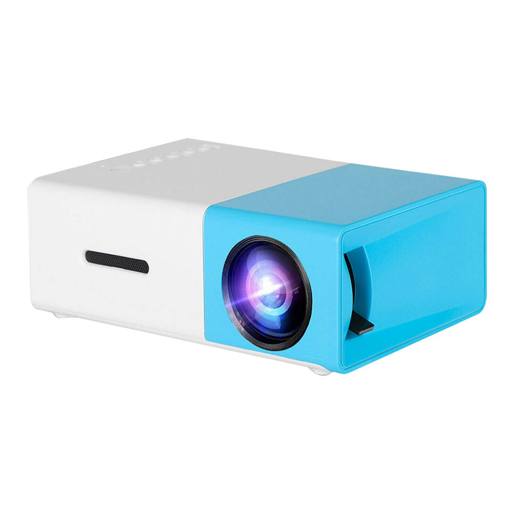 FRCOLOR YG300 Mini Projector 1080P LED 600 Lumens Screen Mirroring Home Theater Projector 80 Inch Display Compatible Laptop Smartphone &mdash; Sky Blue