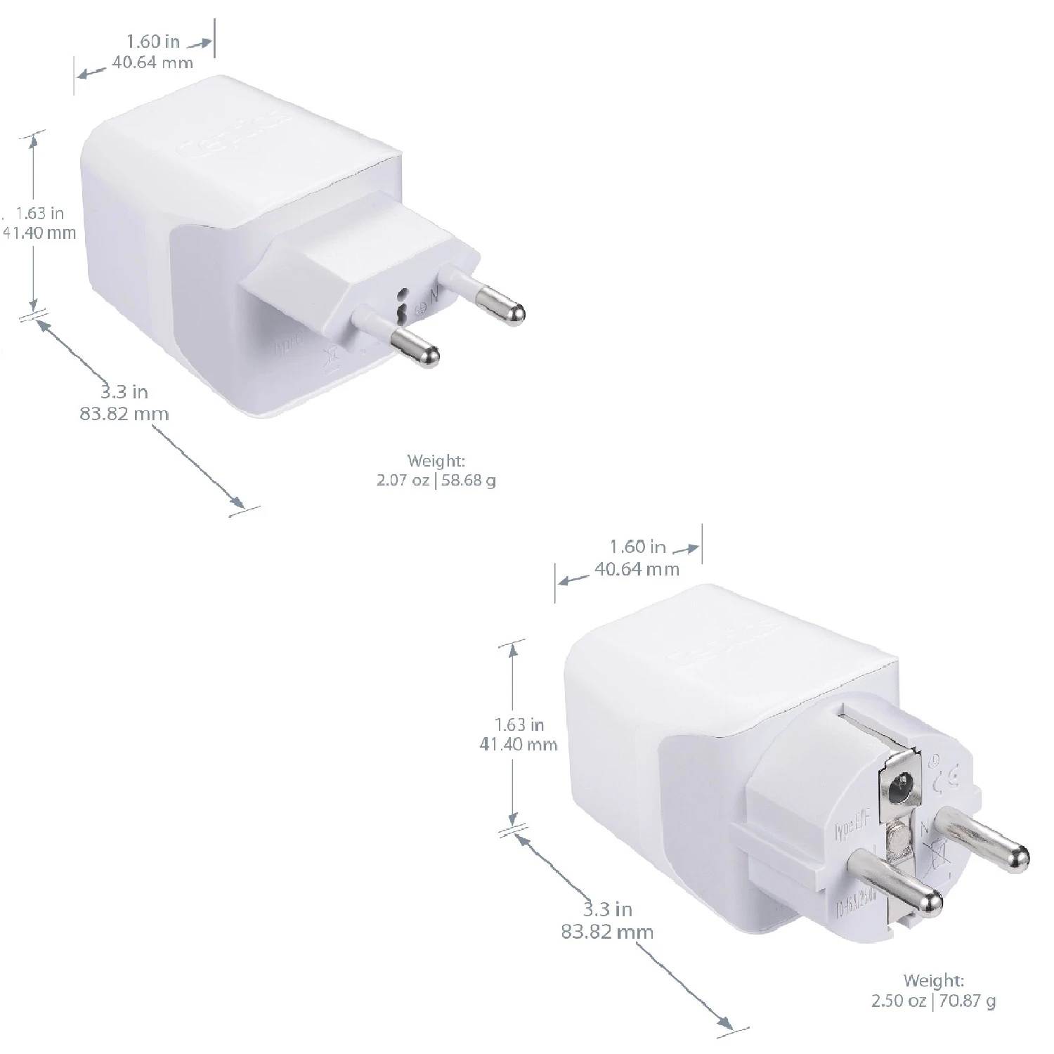 Europe Travel Adapter Plug Combo - Type C, E/F | Dual USB &ndash; European Combo