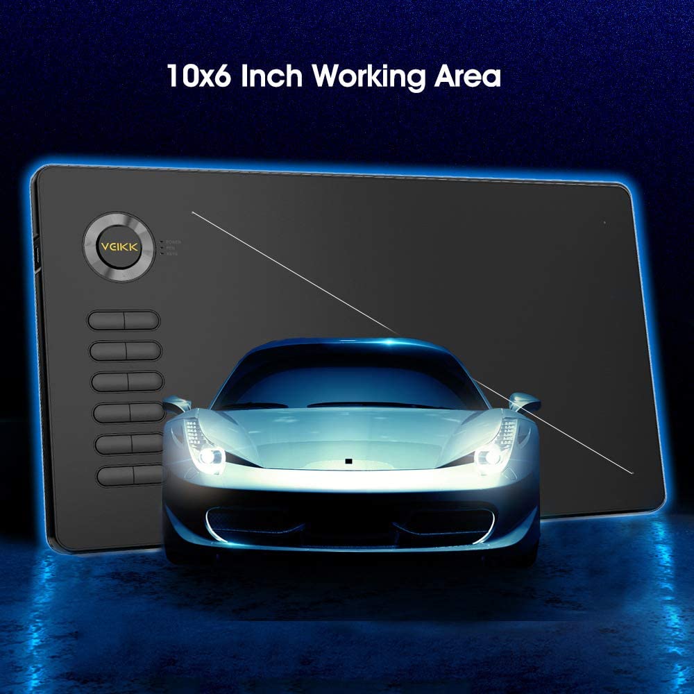Graphics Drawing Tablet VEIKK A15 10x6 inch Graphic Pen Tablet with Battery-Free Passive Stylus and 12 Shortcut Keys
