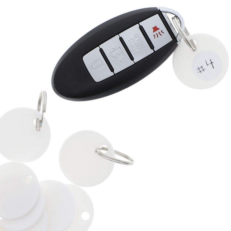 Juvale 96 Pack White Round Key Tags with Split Rings and White Sticker Labels (1.1 in)