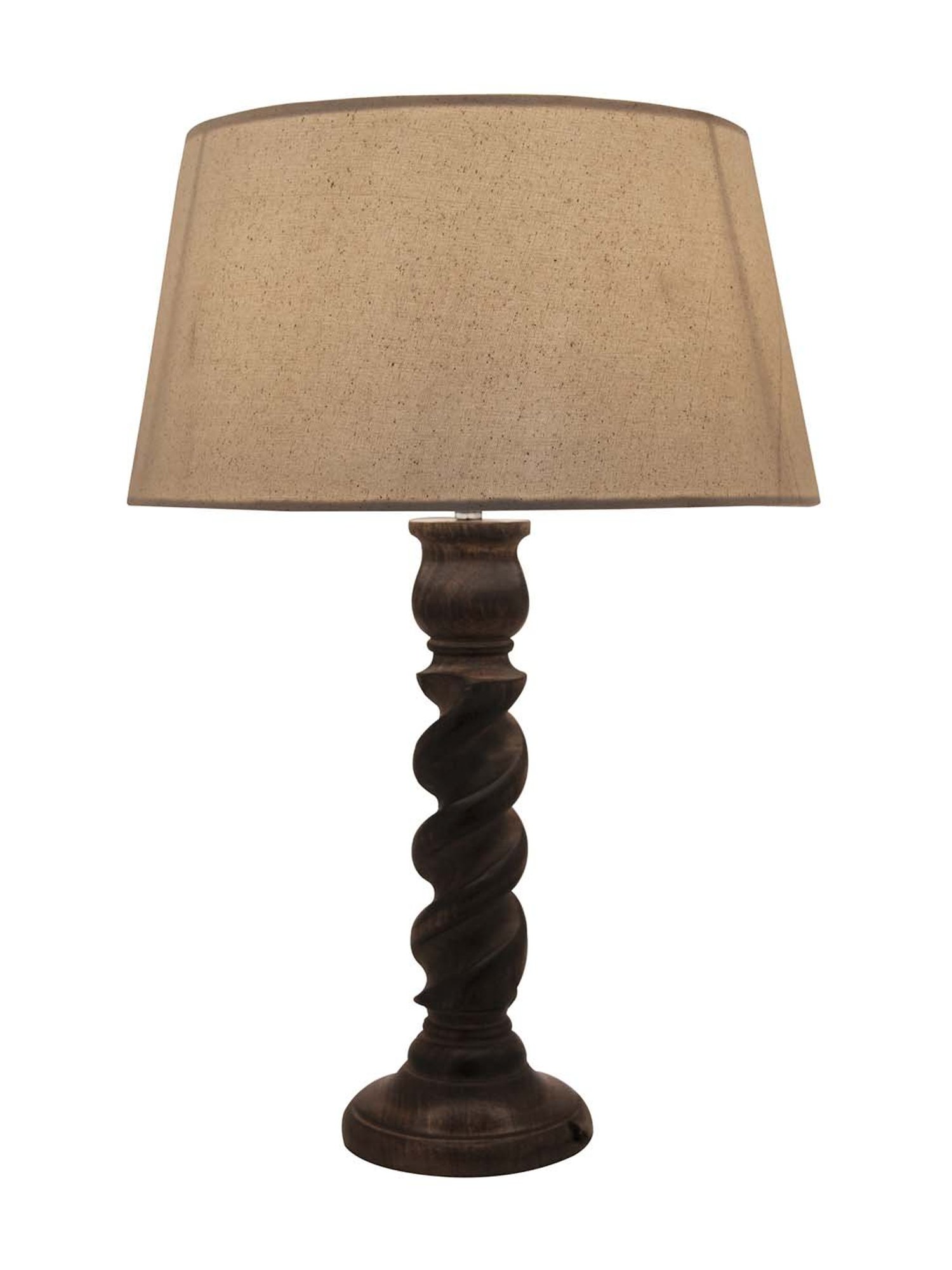 Homesake Brown Classic Twister Table Lamp with Khadi Shade (Bulb Included) - Set of 1