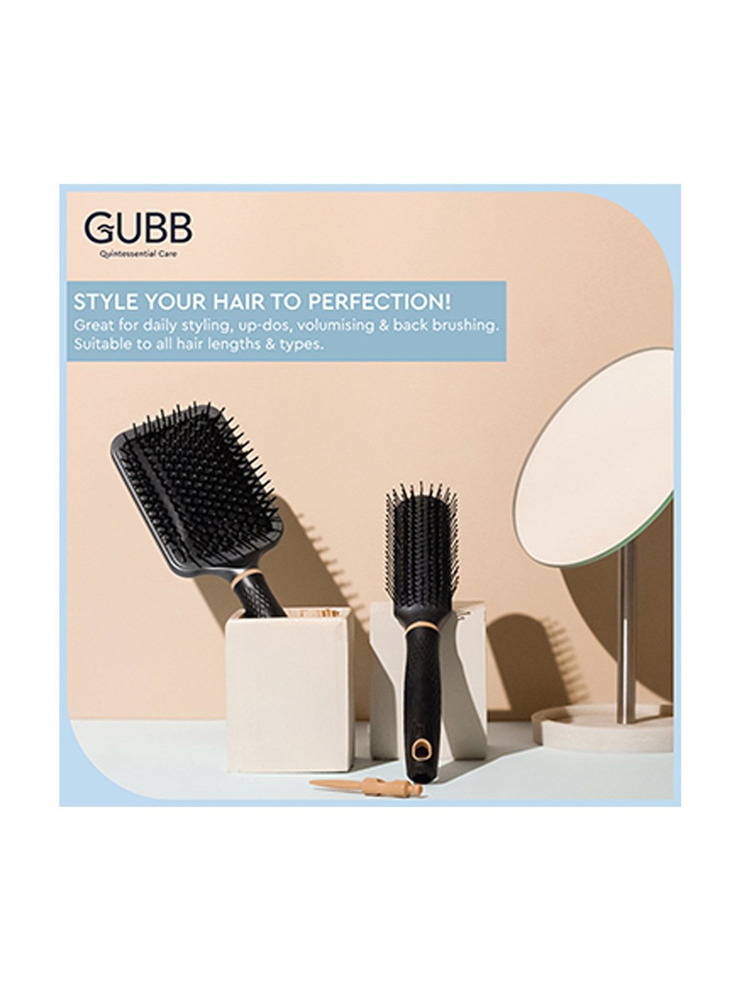 GUBB Styling Brush for Hair Styling, Flat Hair Brush with Pin - Elite Range