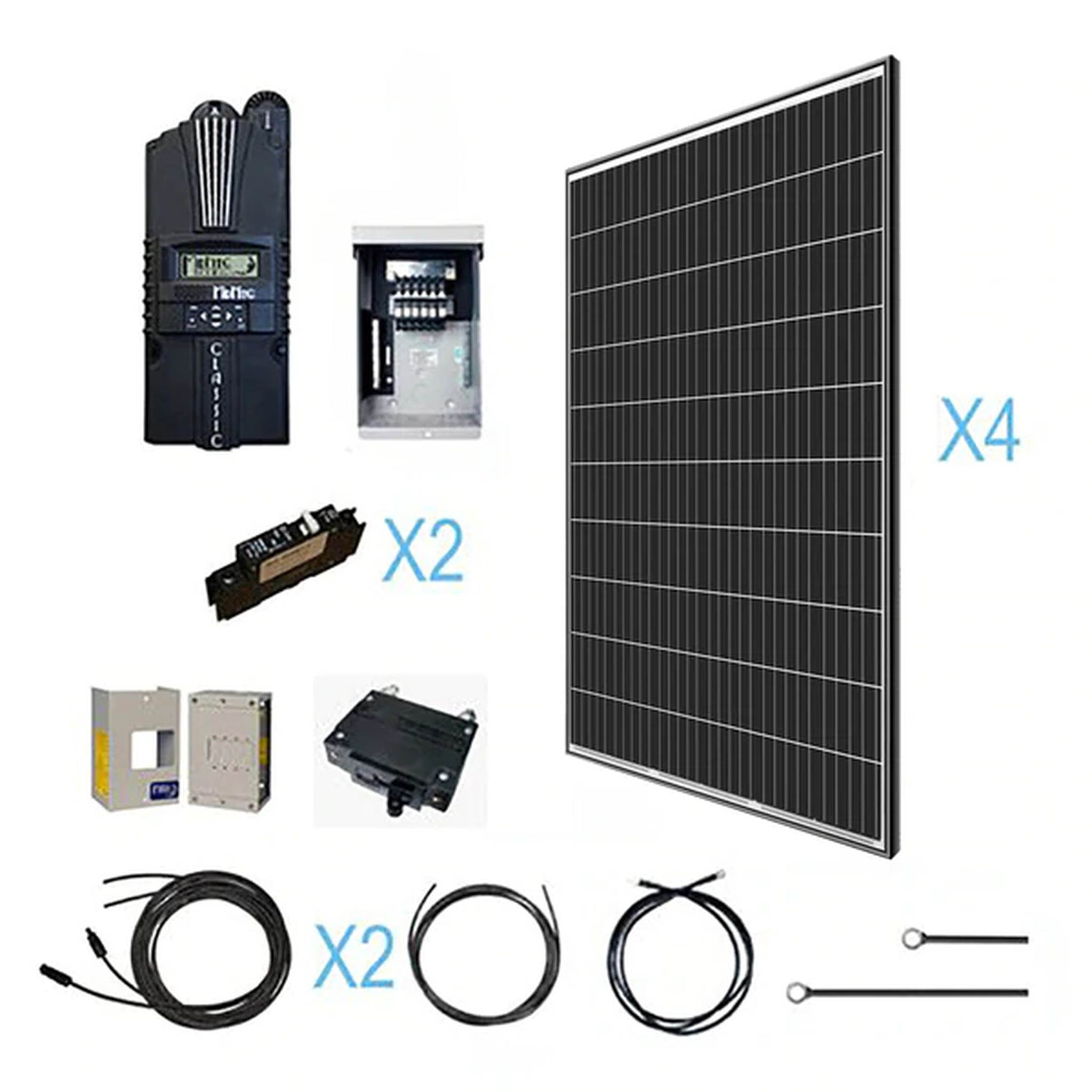 Renogy 1200 Watt 12 Volt Monocrystalline Kit with 4 Pcs of 320W Panel and Midnite MPPT Controller Off-Grid Solar System, 1200W, for Cabin/RV/Boat