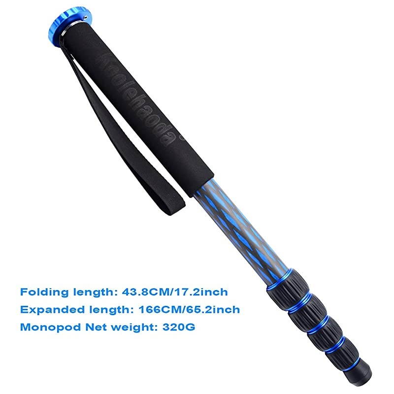 Camera Carbon Fiber Monopods, Light Weight 320g/0.7Ibs,Max Length: 166CM/65.2inch (MP-255LC)